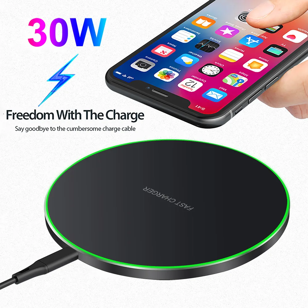 Беспроводное зарядное устройство FDGAO для Samsung S10 S20 S21 iPhone 12 11 Pro XS Max XR X 8 Xiaomi 10 9 30 Вт |
