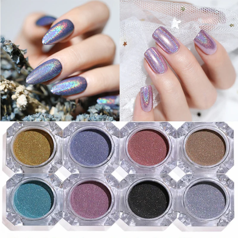 Пудра для ногтей голографический акриловый блеск блестящий хром пигмент