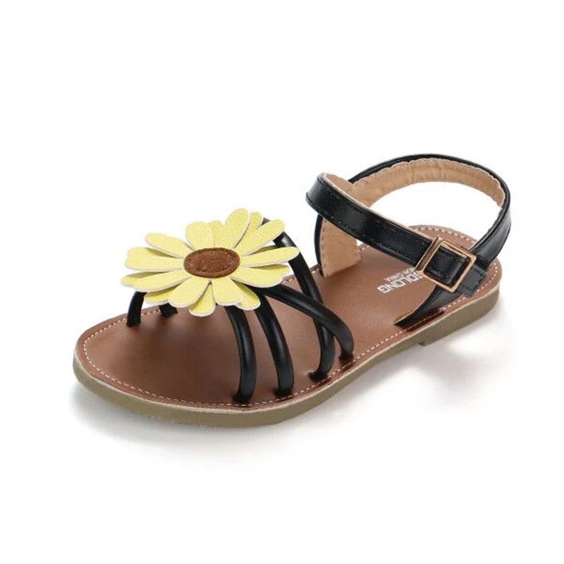 Детские сандалии с цветами для девочек детская пляжная обувь на плоской подошве