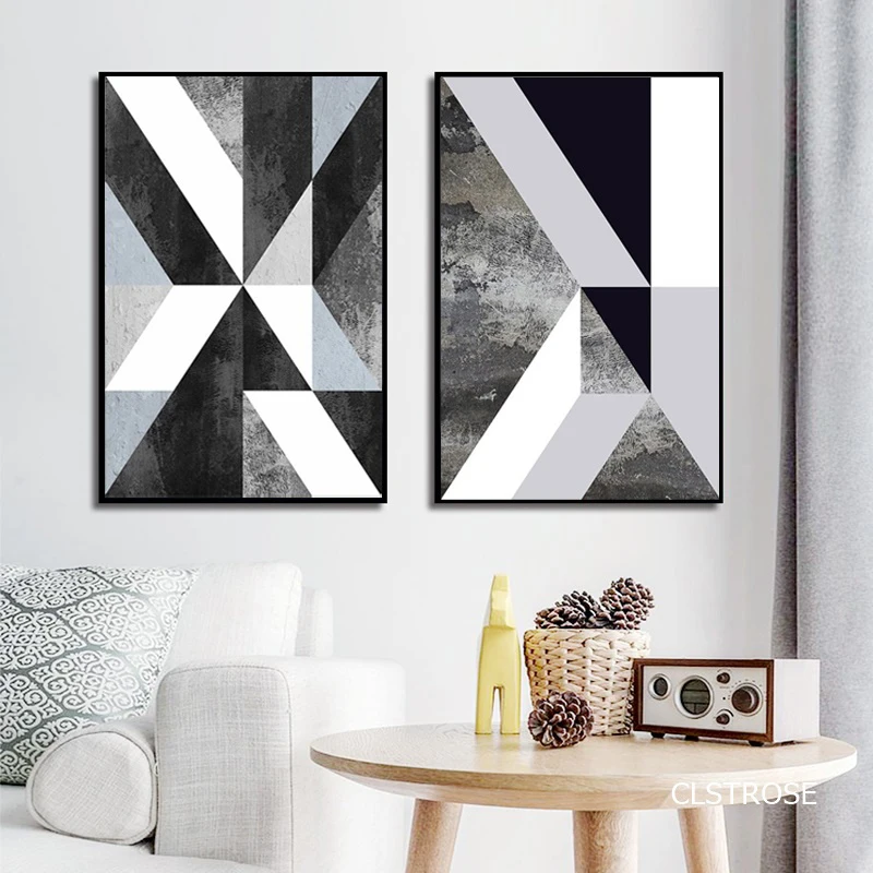Черно-белая Геометрическая фигурка плакаты в нордическом современном стиле