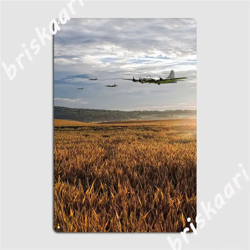 

A Flight Of B17 Bombers Head Out Over The Auumnal Metal Sign Cinema, Garage, Настенный декор, пещера, паб, на заказ жестяной знак TERS