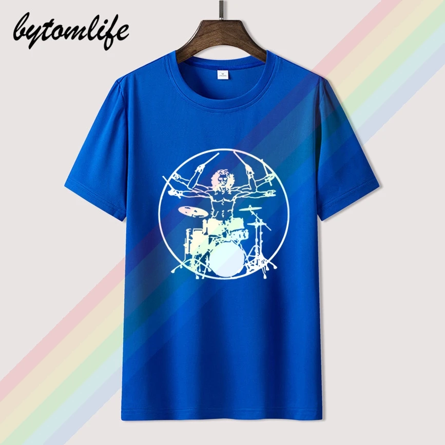 Да Винчи футболка с ударными рок-барабанщик Hombre Of Vitruvio Jugador Band футболки топы
