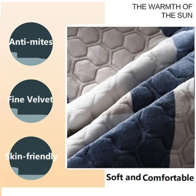 

Thicken Warm Velvet Quilted Mattress Cover Soft Flannel King Queen Customized Mattress Protector Cover Not Including Pillowcase