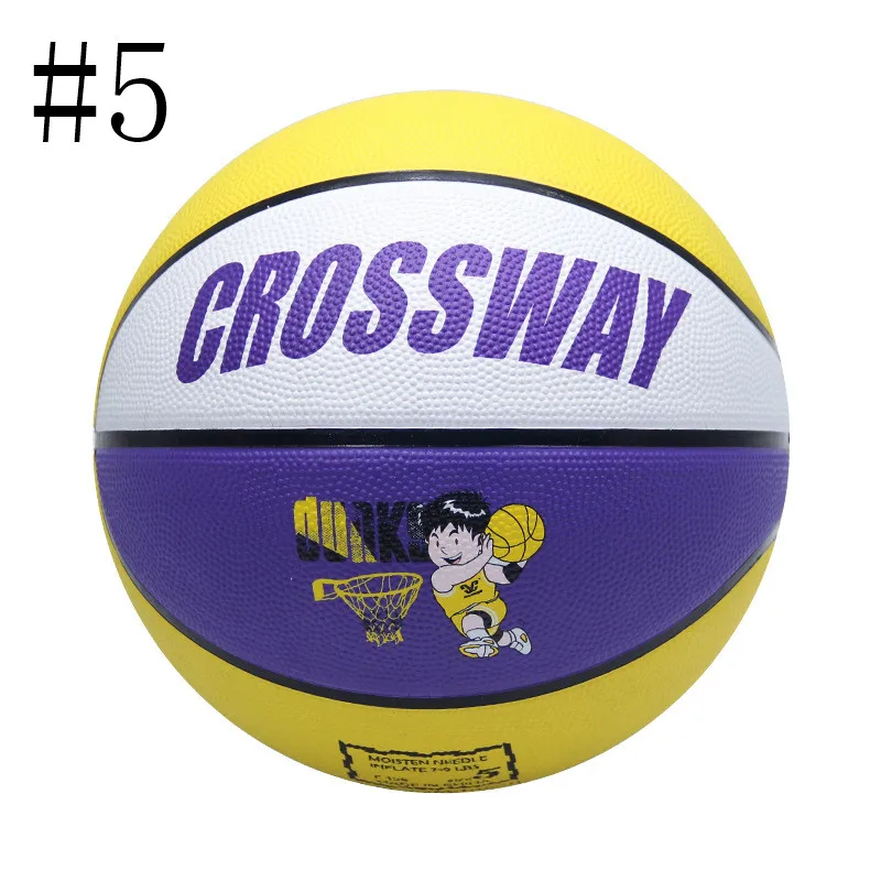 Purple yellow No. 5 Стандартный баскетбольный мяч CROSSWAY#2#3#4#5#6#7 для взрослых и детей, молодежное украшение на бал, резиновое обучение, соревнование для помещений и улицы - Цвет: Purple yellow No. 5