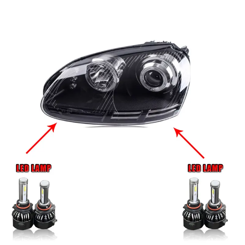 2 шт. автомобильный стиль светодиодный фары для vw Jetta 2006-2011 для Jetta головной фонарь светодиодный DRL объектив двойной луч H7 HID Xenon bi xenon объектив - Цвет: ALL LED version
