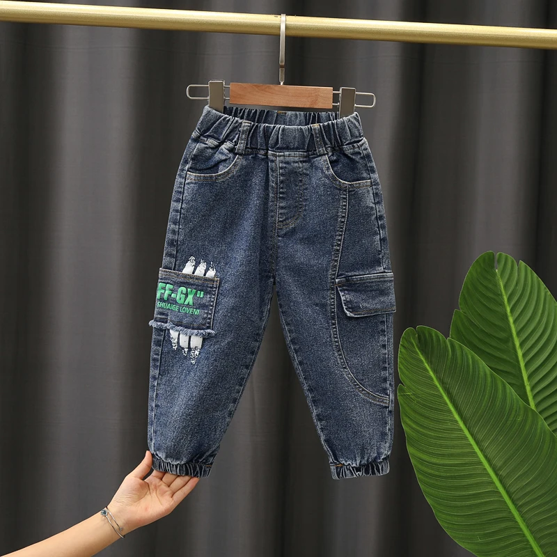 

Джинсы для мальчиков и девочек, Хлопковые Штаны отличного качества, новые повседневные детские брюки, удобная детская одежда для малышей, Р...