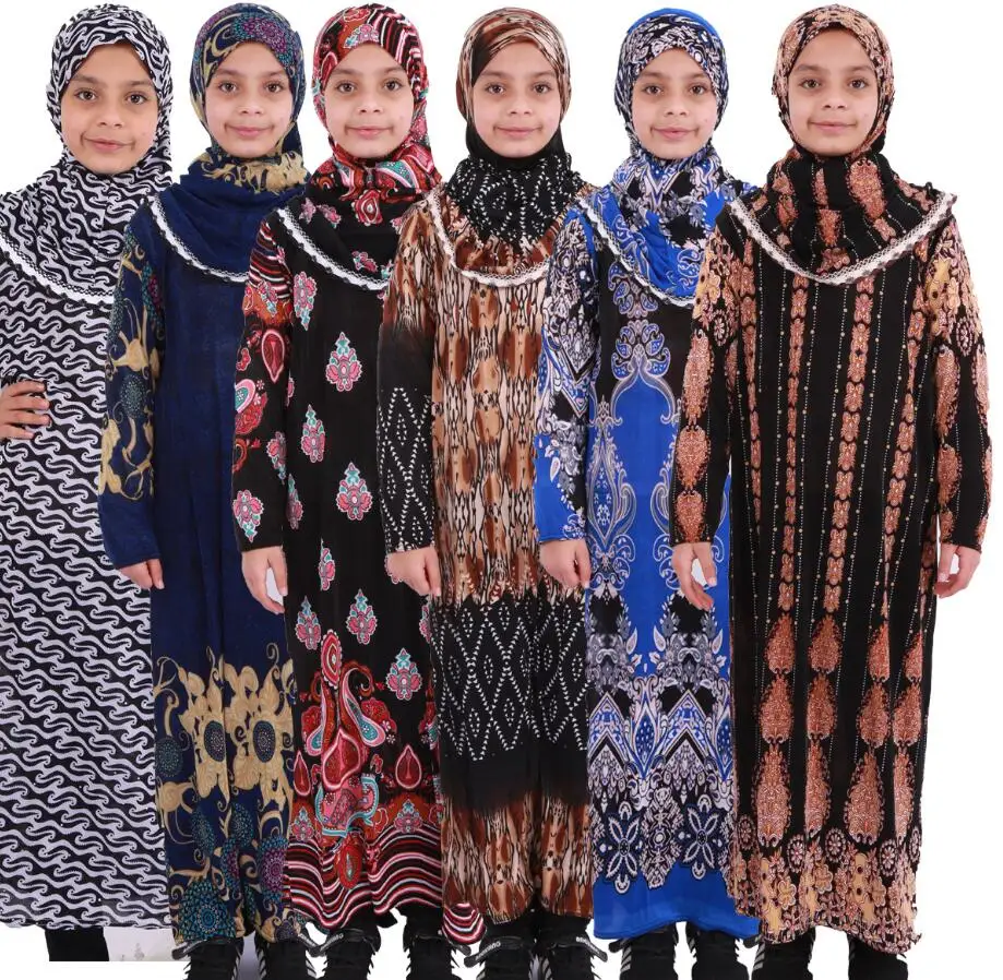 Ropa islamica kids Дубай исламские платья абайя турецкий jalabiya для женщин молитва мусульманская одежда для девочек Макси хиджаб/кафтан для детей
