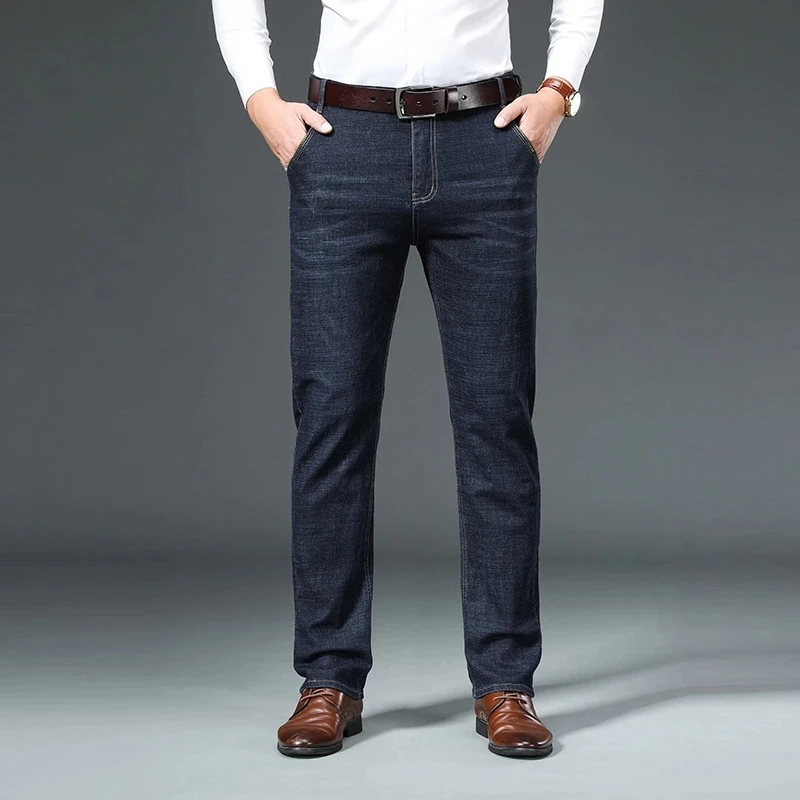 Джинсы мужские классические мягкие брюки из денима в байкерском стиле цвет