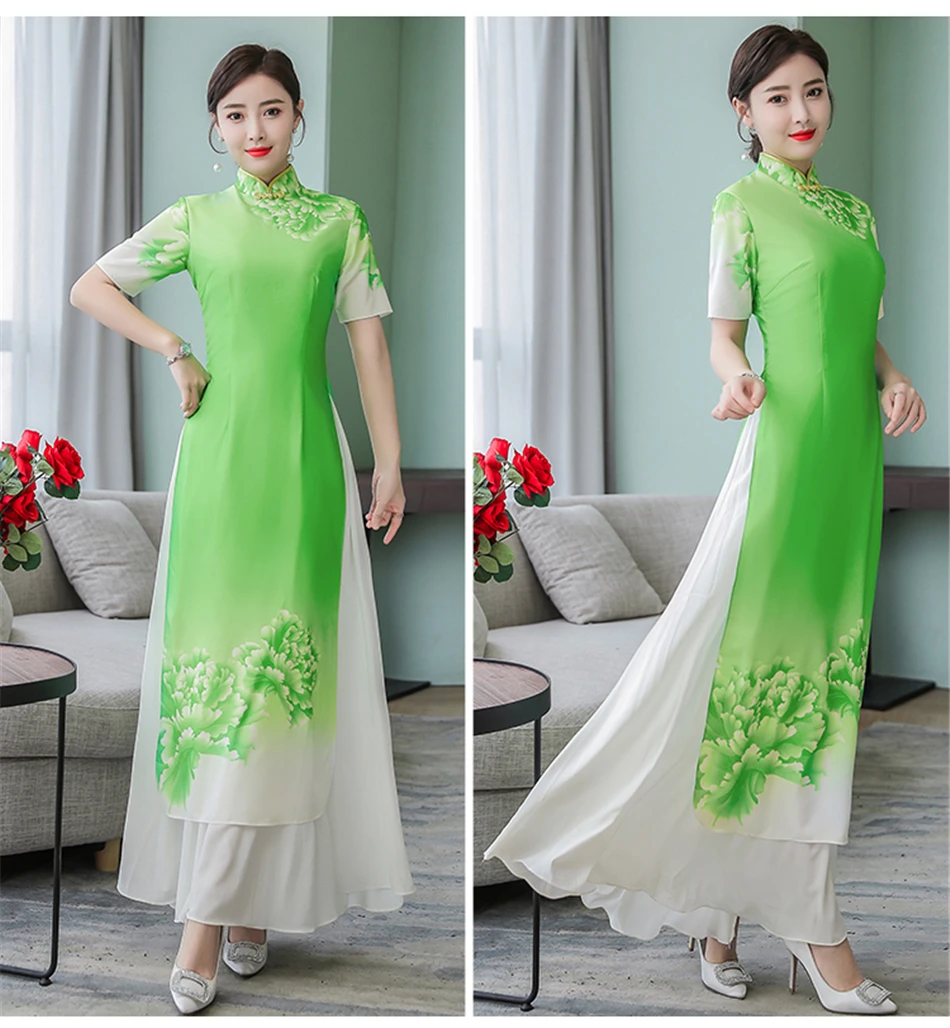 Новая традиционная вьетнамская одежда аозай Вьетнам Cheongsam китайский стиль длинный Ципао вечернее вечерние свадебные платья