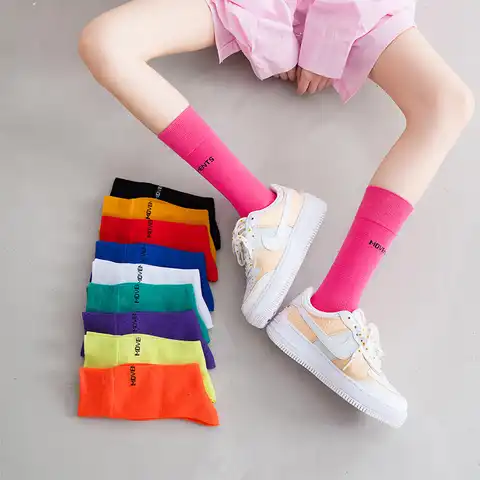 Хлопковые носки, женские носки, спортивные носки, носки средней длины, цветные носки, велосипедные носки, носки для бега,