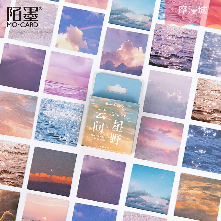 

46pcs/Set Paper Stickers Wild Sky Style Natural Decoration Stationery Supplies Scrapbooking Craft Standard Accessories Material
