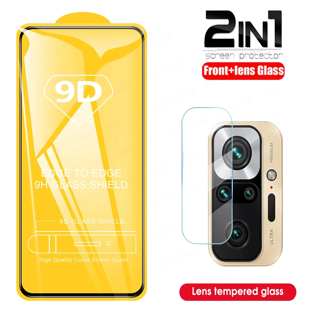 

2 в 1 закаленное стекло для Xiaomi Redmi note 10 pro защита для экрана пленка для объектива для Redmi Note 10 Pro Max стекло Note 10 пленка для объектива