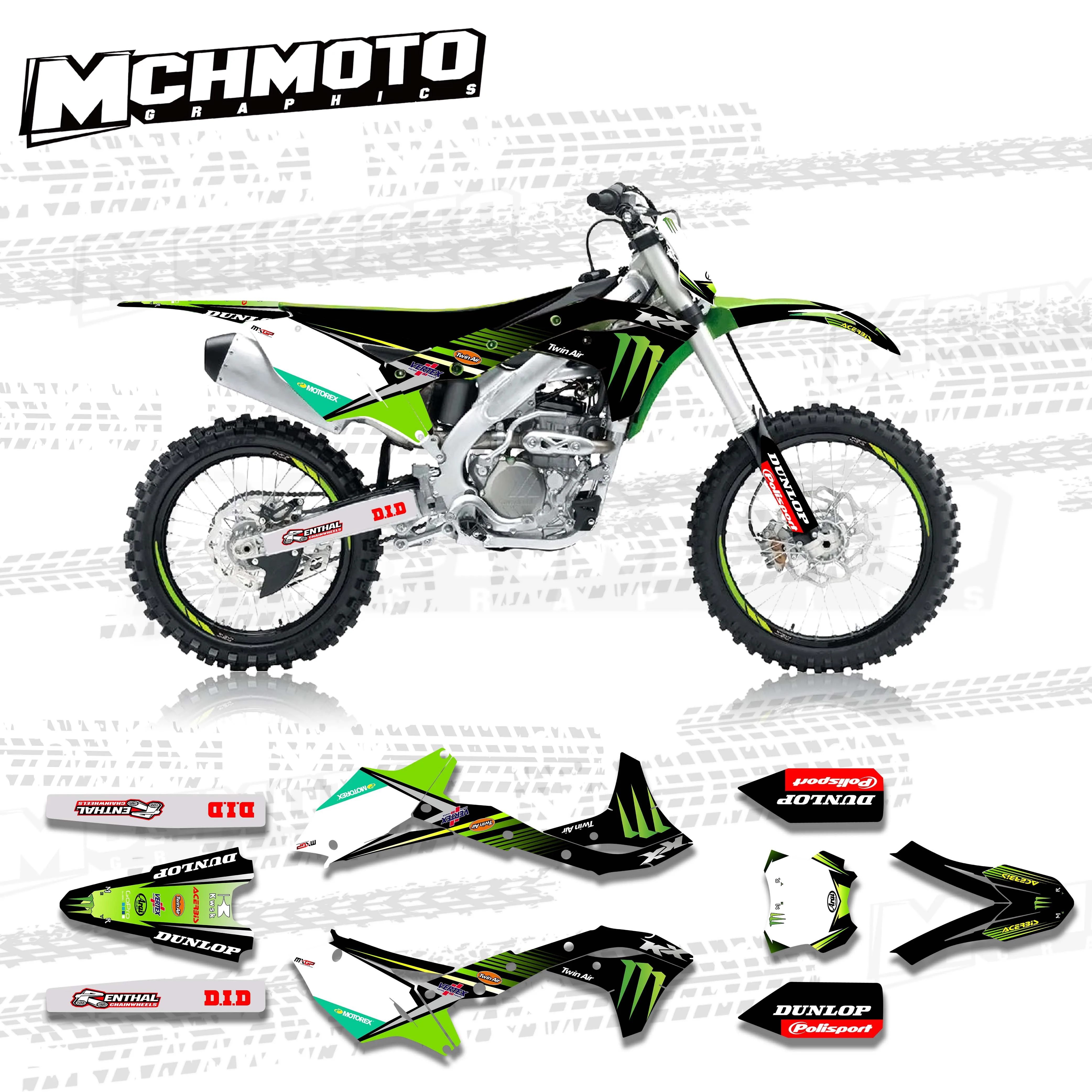 MCHMFG графика и фон наклейка комплект для Kawasaki KXF250 2017 2018 2019 мотоцикл | Автомобили