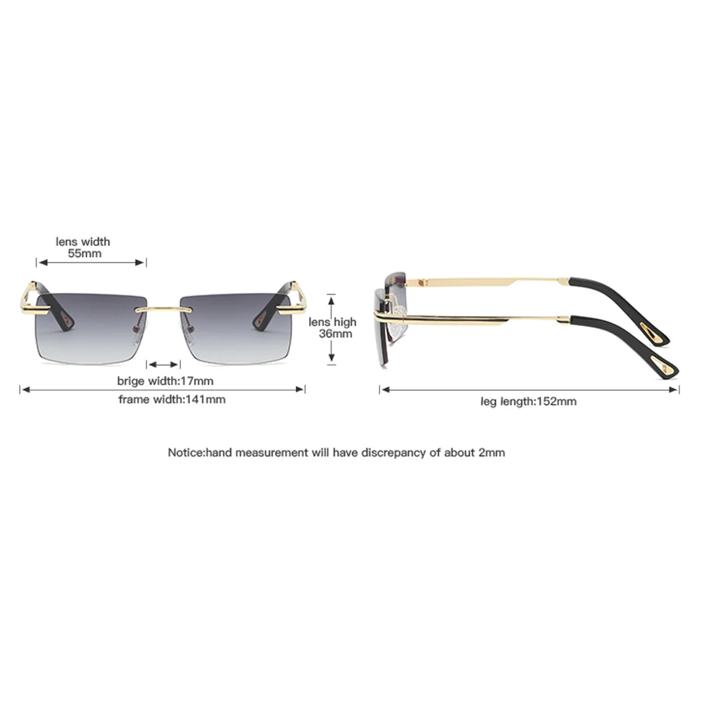 

Peekaboo gold metal sunglasses for men frameless retro sun glasses for women rimless uv400 2022 male gift tiems hot-selling grey