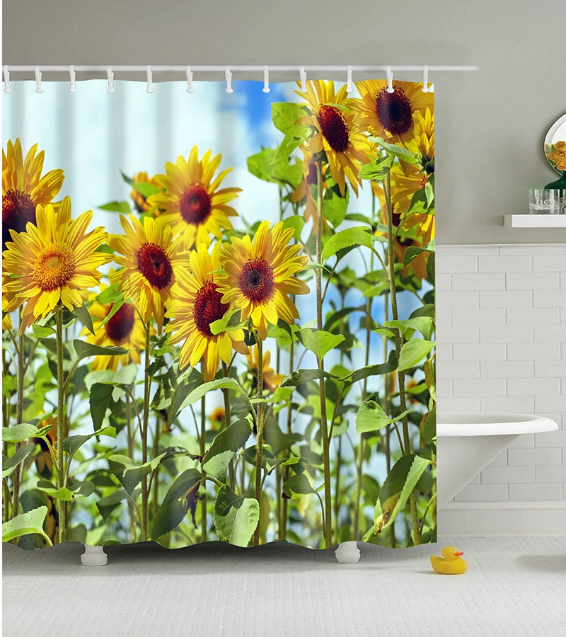 

sunflower shower curtain yellow curtain shower drop shipping polyester bathroom curtain