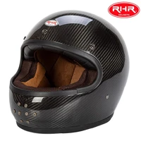 carbonfiber full face helmet vintage motorcycle helmet 100 hand made rhr moto helmet