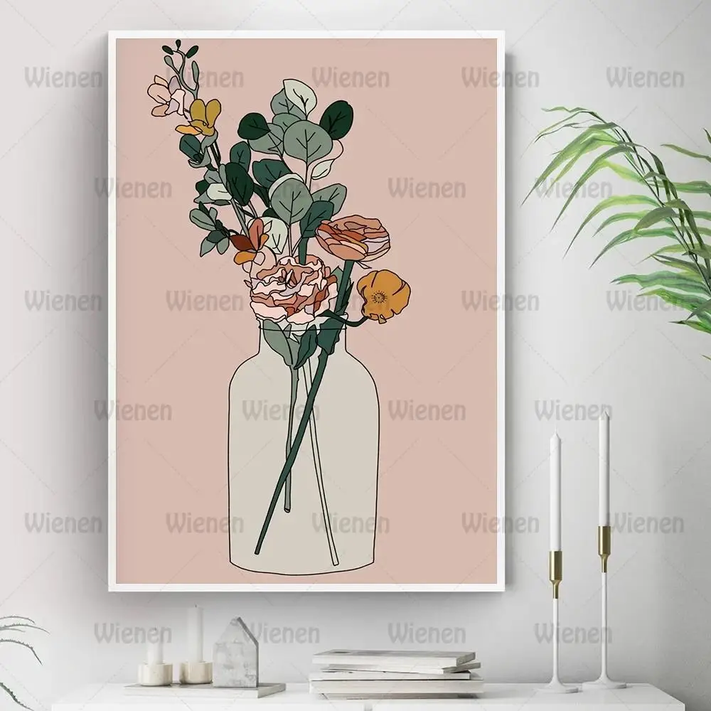 

Botanical Canvas Art Painting Boho Style Minimalist Flower And Vase Nordic Posters And Prints Wall Picture For Living Room Decor