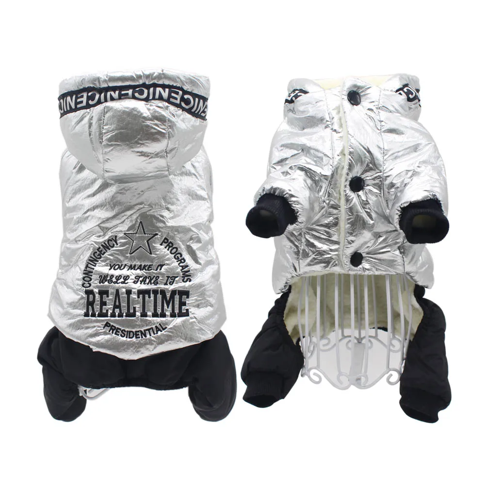 Водонепроницаемая серебристая одежда для маленьких собак зимний утепленный