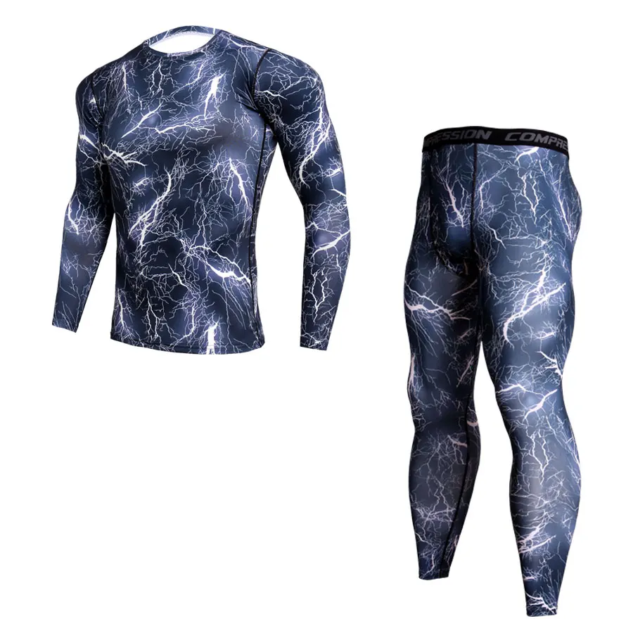 2PCS/Set Men Clothing Sportswear Gym Fitness Compression Suits Running Set Sport Outdoor Jogging Quick Dry Tight