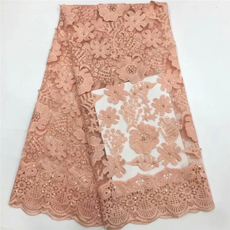 Розовый Африканский материал Бисером кружевная ткань для свадьбы фиолетовая