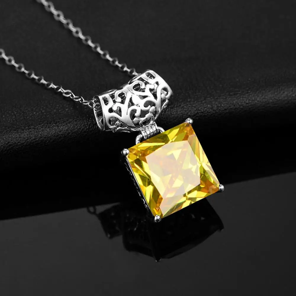 Топ ювелирное изделие 100% Настоящее серебро 925 пробы Подвески желтые кристаллы