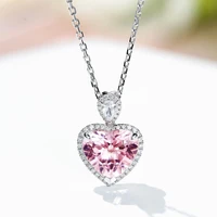 black angel 2020 new pink tourmaline gemstone heart morganite stone pendant necklace for women 925 silver christmas jewelry