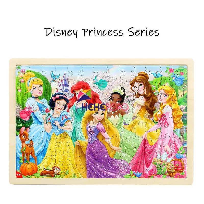 

100pcs Disney Wooden 3D Puzzle Toy Large Size Frozen Mickey Sofia The First Princess DIY Cartoon Educational Toys Gift For Kids