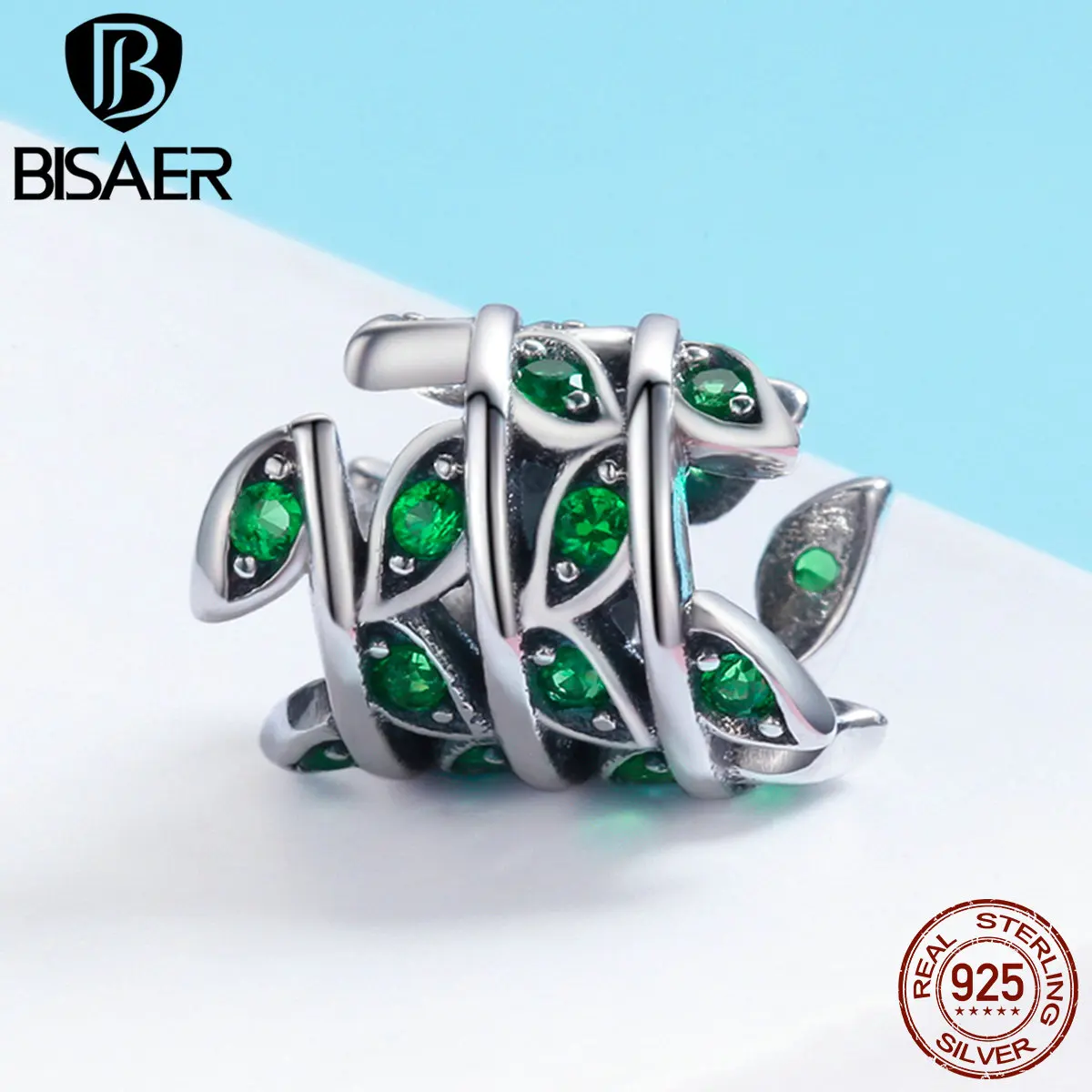 BISAER горячая Распродажа 100% 925 пробы серебро Chili Tree Leaves Charm of Life бусины подходит для