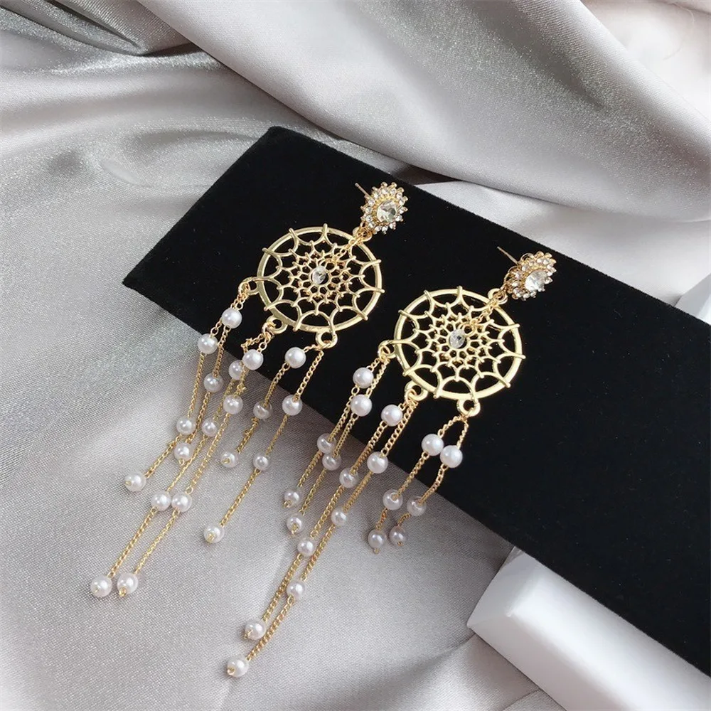 Длинные висячие серьги с кисточками женские элегантные предотвращающие