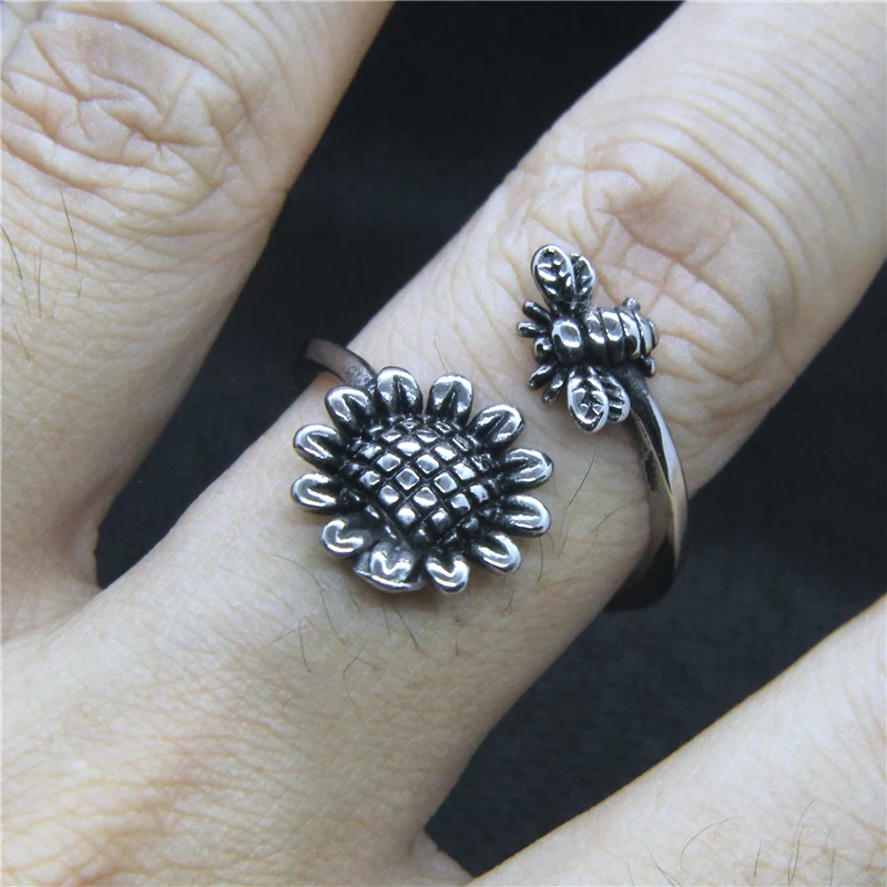 Новинка 2020 Женское кольцо с подсолнухом милое женское из нержавеющей стали 316L |
