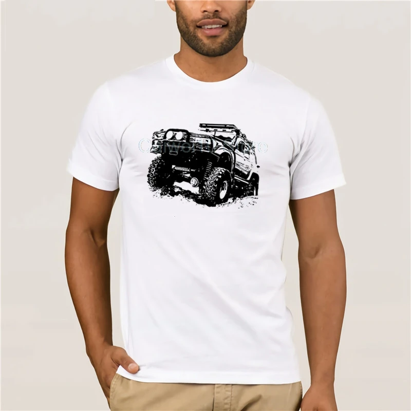 Забавная Мужская футболка для мужчин 100% хлопок белая черная внедорожника фаната
