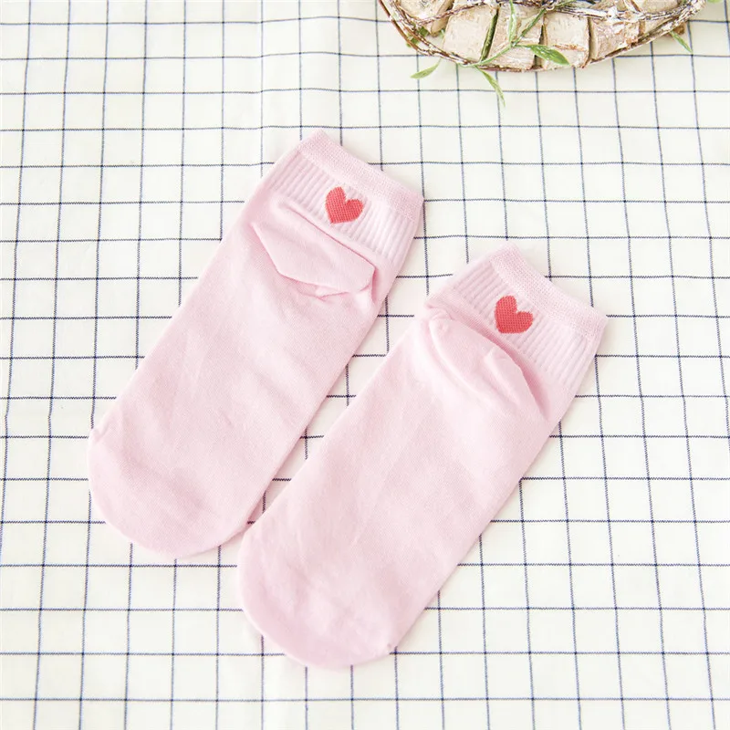 Pink Pink Heart Новые женские модные милые носки с сердечками на каблуках, носки для девочек, лето, Осень, Зима, для досуга чистый хлопок, Meias, Забавные милые теплые носки - Цвет: Pink Pink Heart