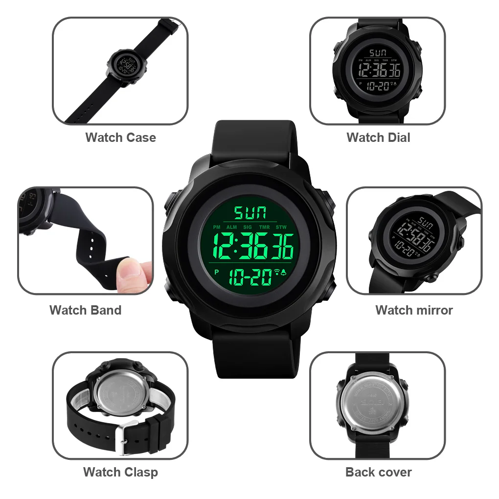 

SKMEI Sport Digital Watch Men Military Style Army Outdoor Wristwatches Mens Waterproof Count Down Alarm Clock Reloj Montre Homme
