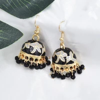 indian style alloy bell dangle earrings earrings fashion colorful acrylic beads tassel drop earring for women vintage jewerly