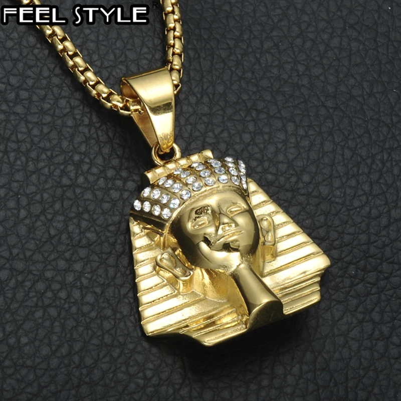Хип-хоп нержавеющая сталь титан золотой цвет Древний Египет Мужская подвеска и