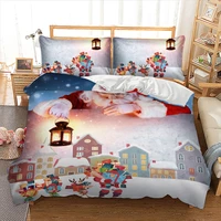 3d santa claus christmas bedding set kids gift duvet cover pillowcase twin queen king size white color bed 3pcs