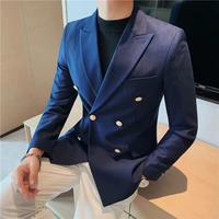 2021 new 1 piece mens blazer suit jacket slim fit double breasted notch lapel blazer jacket for weeding groom dress coat s 3xl