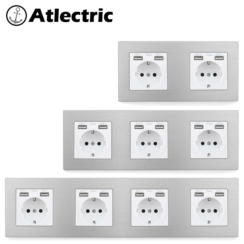 Atlectric европейская вилка разъем usb зарядный порт розетка для мобильного двойной тройной Четырехместный электрическая розетка переходник usb,разетка с usb для дома,розетки