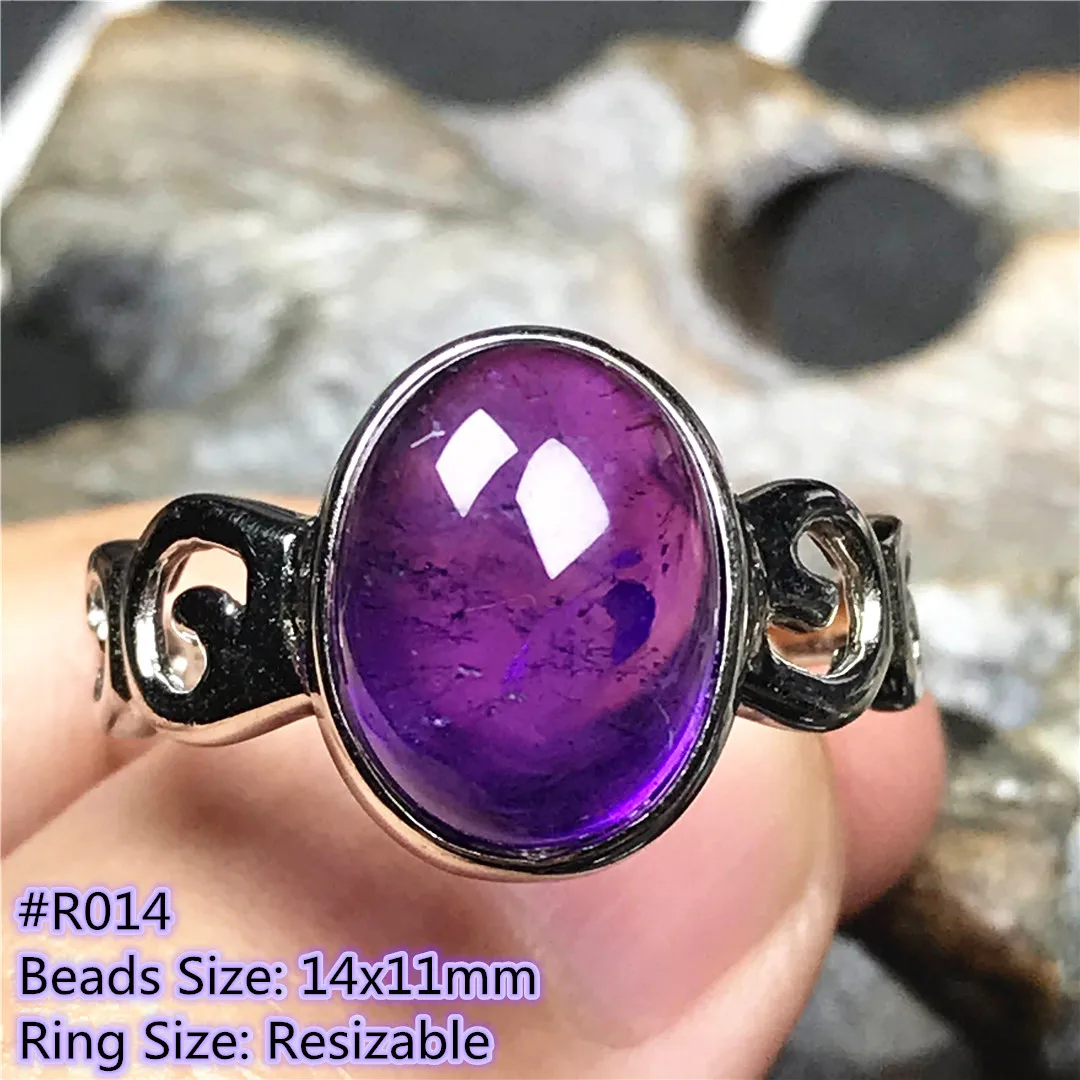 

Топ из натурального Фиолетовый аметист кварц хрустальное кольцо Ювелирное Украшение для Womam человек Исцеление овальные бусины Подарок Сер...