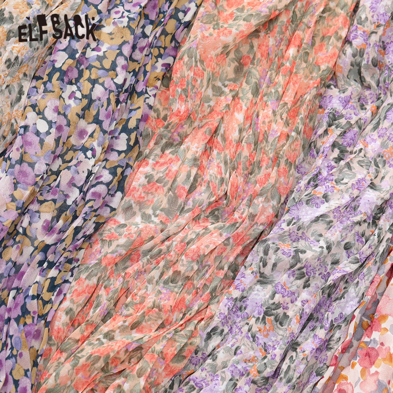 Elfsack картина маслом Disty Цветочный принт сладкий Повседневное миди платье Для