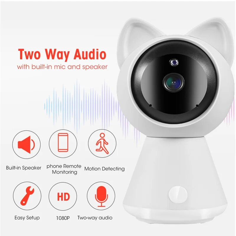 

HQCAM 1080P Cat Maid Wireless IP Camera P2P Security Surveillance Night Vision IR Home Security Robot Baby Monitor