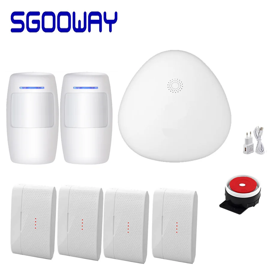 Sgooway Wifi домашняя охранная сигнализация с Android/IOS APP 433 МГц датчик - Цвет: Set  D