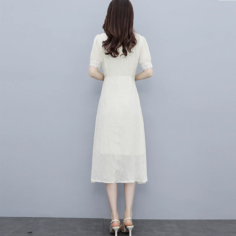 

Sequin Dress Tallas Grandes Mujer Women Dresses Summer 2021 White Black Chiffon Vintage De Mulher Vestidos Casual Elegante Long