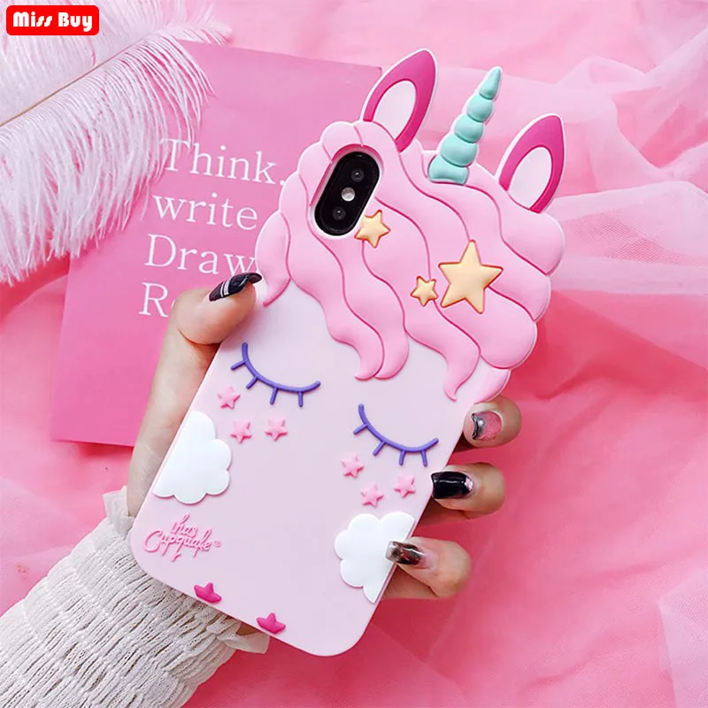 Мягкий силиконовый чехол с 3D рисунком розового единорога для Xiaomi Redmi Note 3 Note4 4X 5 Pro