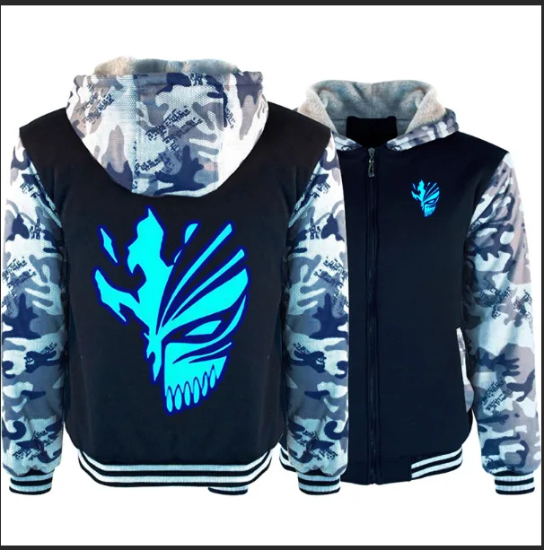 Аниме отбеливатель толстовки для мужчин с белой молнией уличная хип хоп теплая