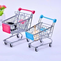 supermarket hand trolley mini shopping cart creative desktop metal decoration storage toy children shopping for home toys