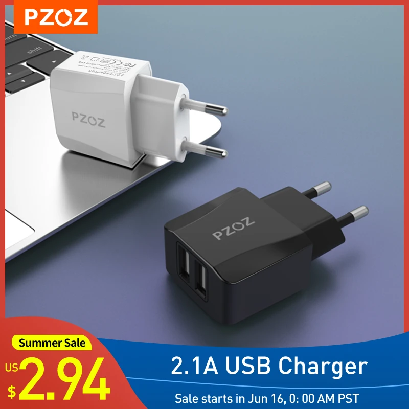 Сетевое зарядное устройство (адаптер) PZOZ 2 порта USB * 1A|Зарядные устройства для
