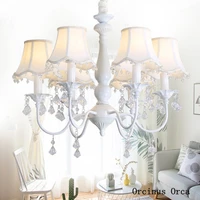 korean idyllic white crystal chandelier girls bedroom childrens room lamp european creative flower chandelier