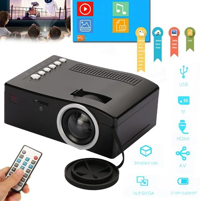 UC18 1080P мини-проектор USB HDMI AV видео портативный проектор домашний кинотеатр кинопроектор проектор для домашнего кинотеатра
