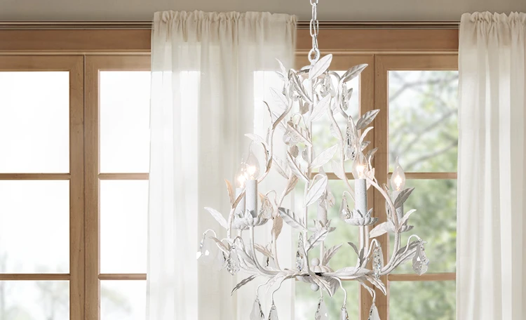

American country chandelier wrought iron restaurant crystal lamp creative simple and old children's room bedroom lamp